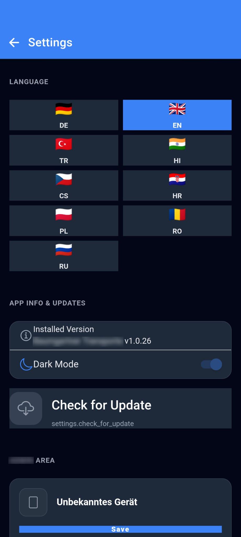 Spracheinstellungen in der App